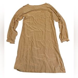 Vintage Escale 100% Silk Shift Dress Tunic Top Neutral Tan Beige Size 10
